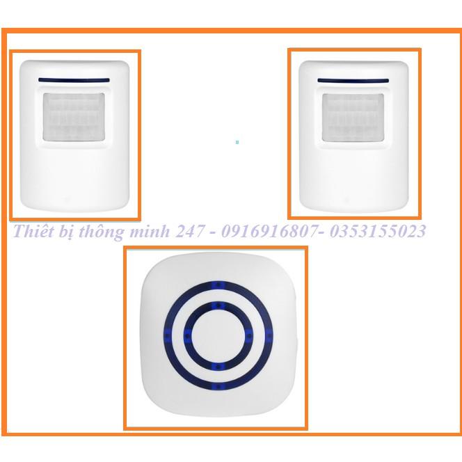 Chuông báo khách tự động không dây 2 cảm biến 1 chuông