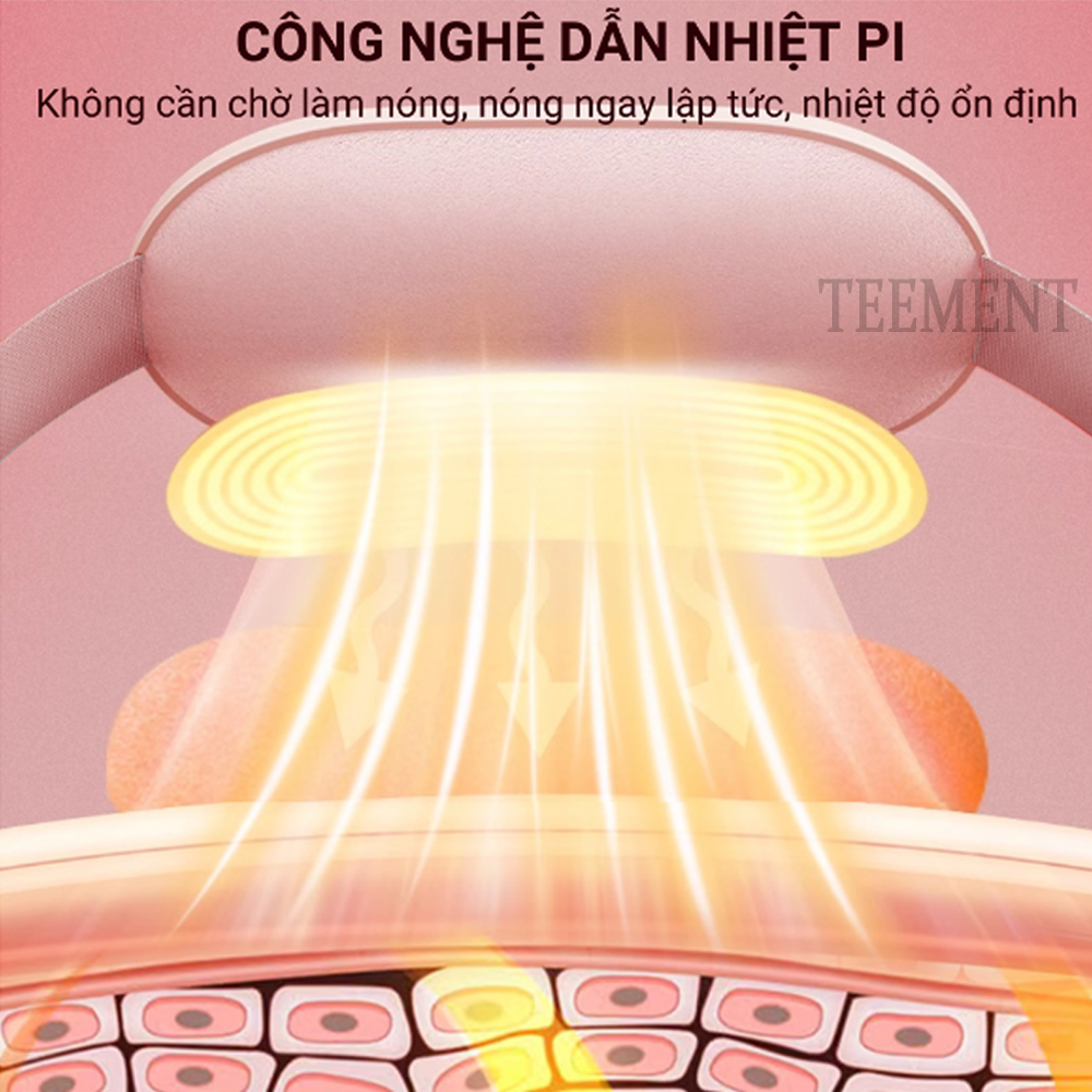 Đai Massage Bụng Kinh Teement, Máy Massage Bụng Kinh, Đai Chườm Nóng Giảm Đau Bụng Kinh, Rung Làm Ấm Giảm Đau 3 Chế Độ - Hàng Chính Hãng