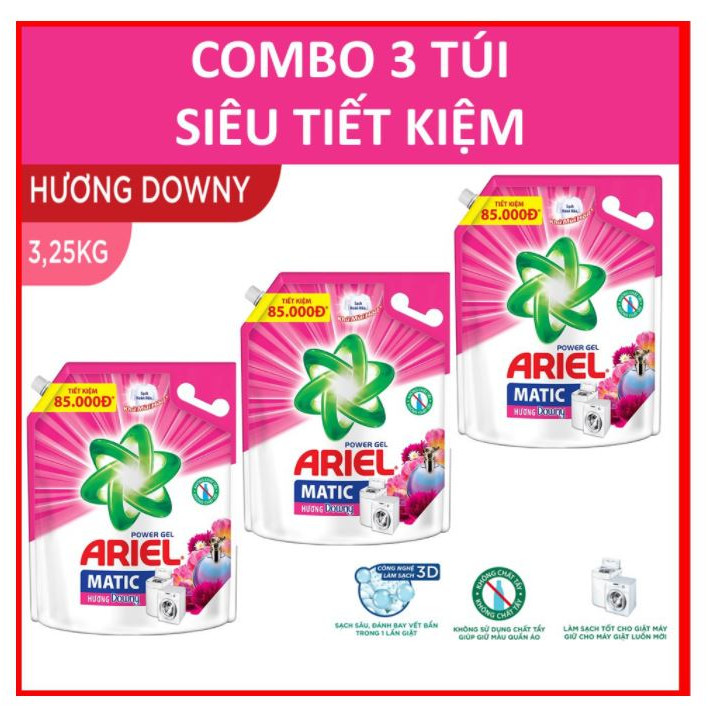 COMBO 3 túi nước giặt Ariel Đam mê 3.25kg