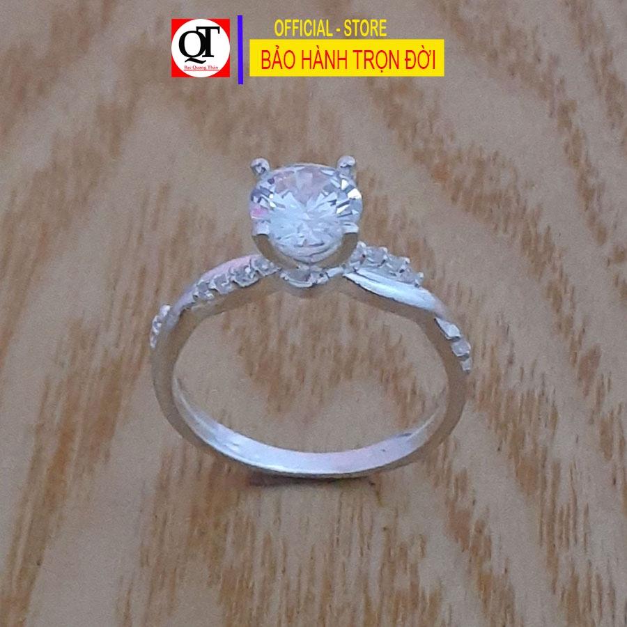 Nhẫn nữ bạc thật phong cách styl ổ cao gắn đá kim cương nhân tạo cao cấp trang sức Bạc Quang Thản – QTNU75
