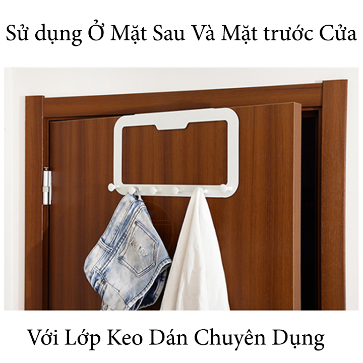 Móc Treo Đồ Sau Cửa 6 Móc E1605 - Giá Đỡ Dán Sau Cửa Treo Quần Áo Nón Tiện Lợi