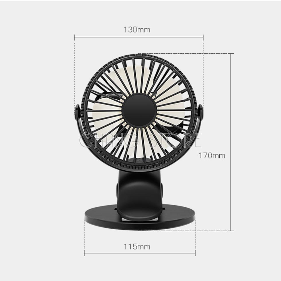 Quạt kẹp tích điện xoay 360 độ, quạt mini kẹp bàn
