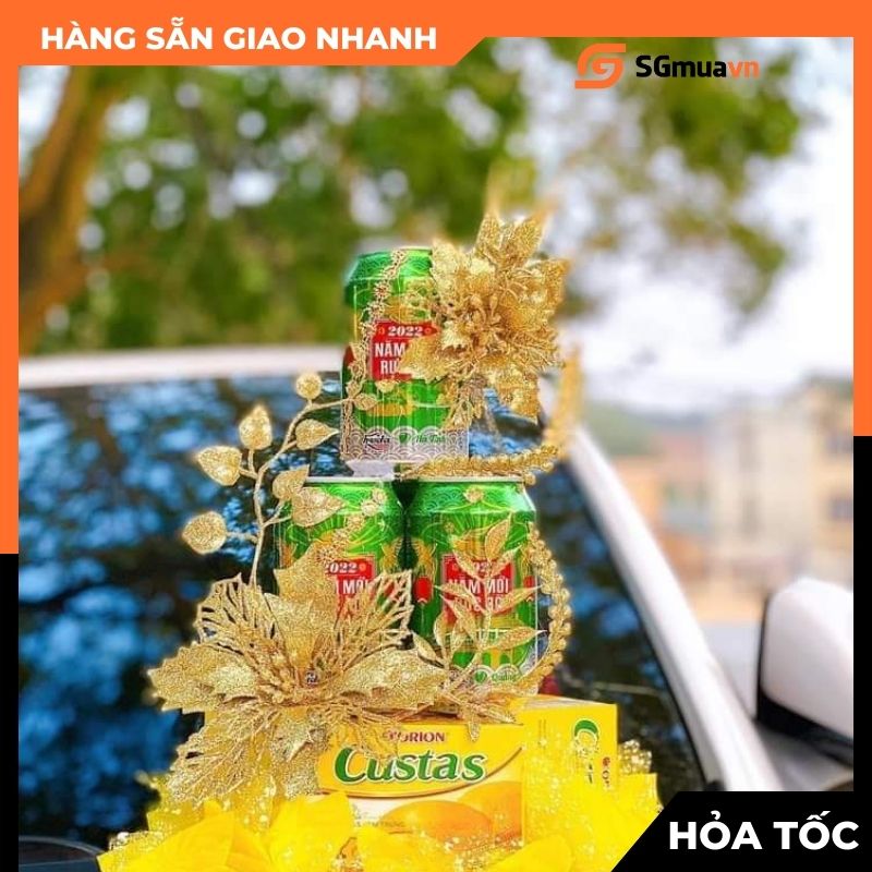 Cành sung nhũ kim tuyến trang trí giáng sinh Set Tài lộc mâm quả