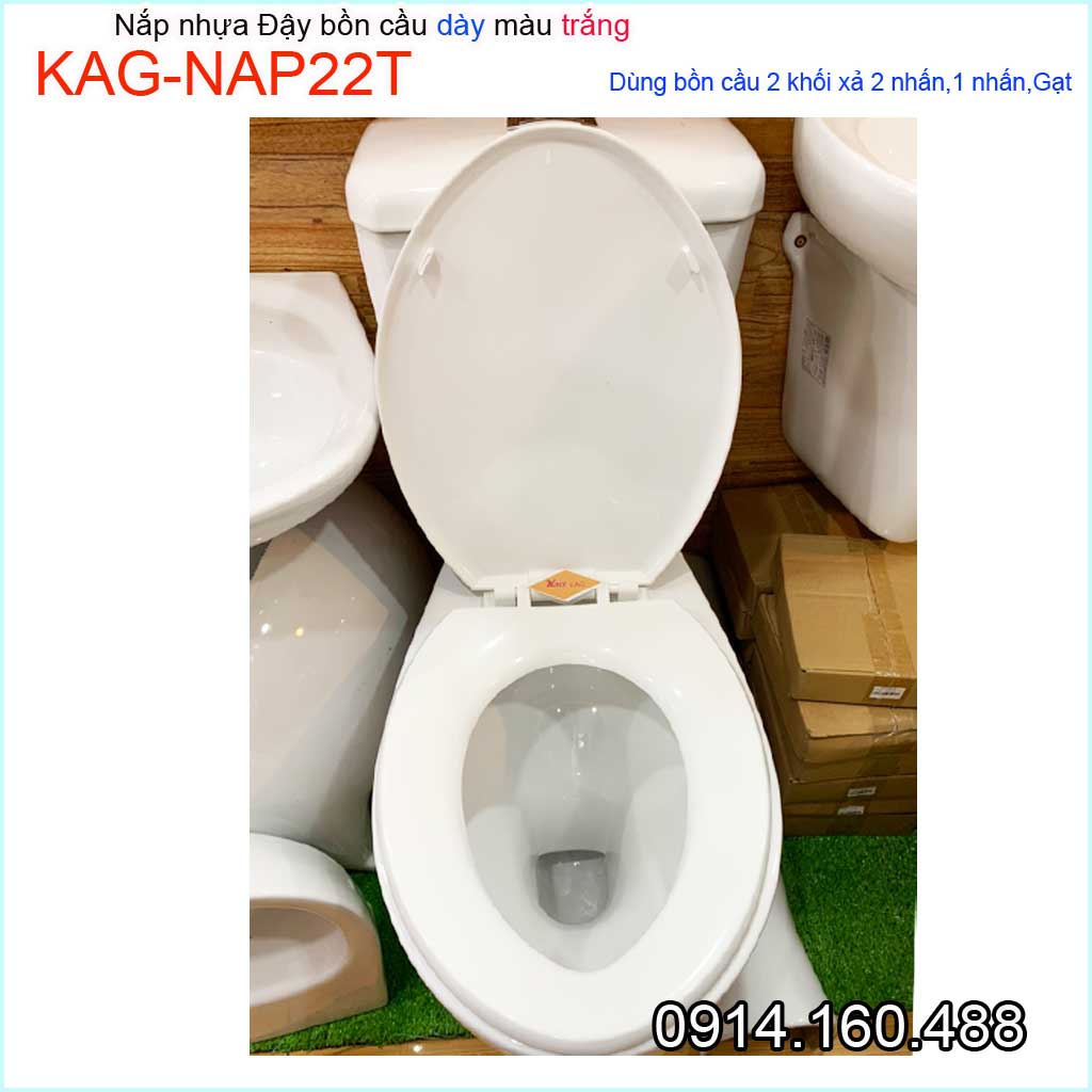 Nắp đậy cho bồn cầu Thiên Thanh KAG-NAP22T, Nắp cầu 2 khối nhựa trắng bóng