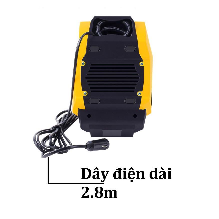Bơm Lốp Ô Tô ĐỒNG HỒ Cơ Dung Tích XILANH LỚN Bơm Khỏe, Tích Hợp Đèn Chiếu Sáng Siêu Bền Bỉ