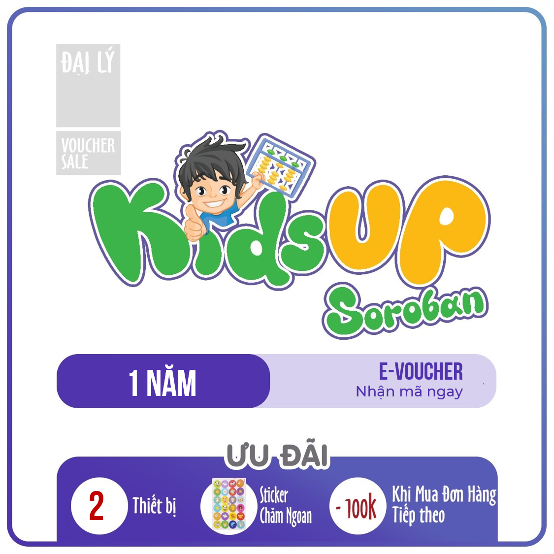 Evoucher - KidsUp Soroban Toán tư duy Nhật Bản (Trọn đời, 1 năm) 