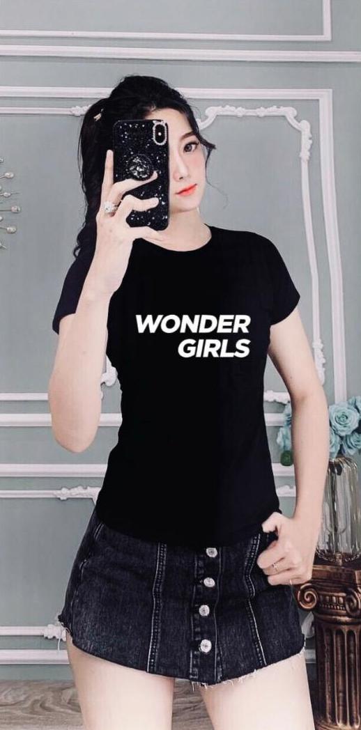 Áo thun nữ MXM cổ tròn form ôm body tôn dáng in chữ Wonder Girls ( ANU017 )