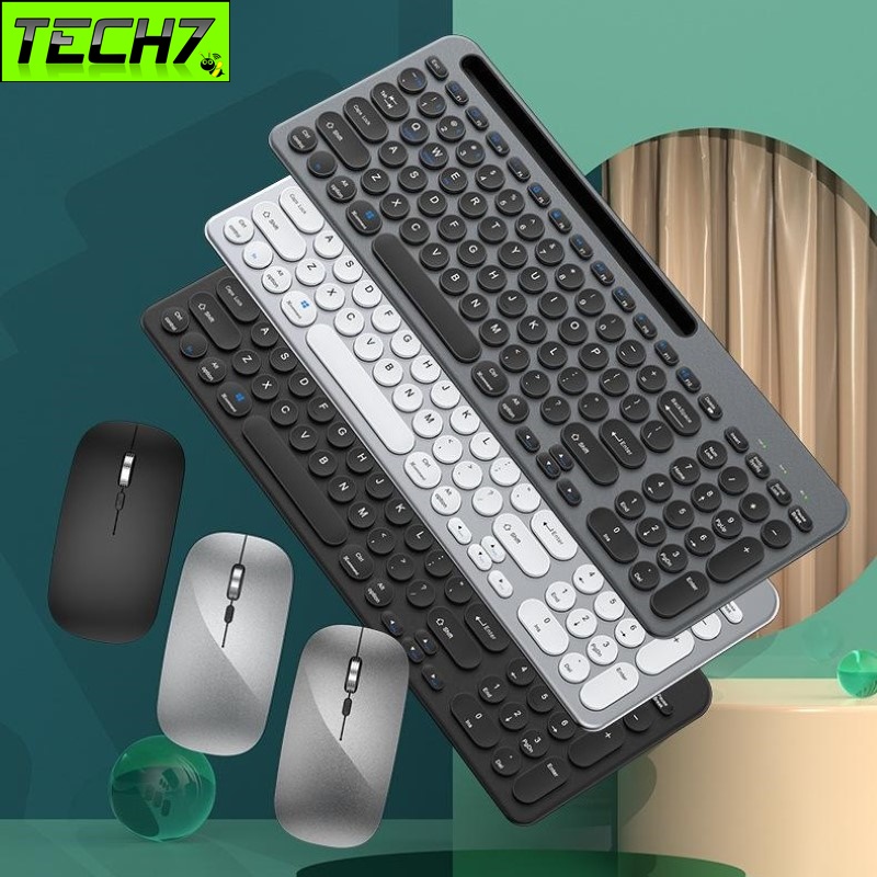 Bộ Bàn phím chuột không dây W709 có khe để điện thoại , máy tính bảng - kết nối bluetooth 5.0 + Usb 2.4g Pin sạc TypeC hàng nhập khẩu