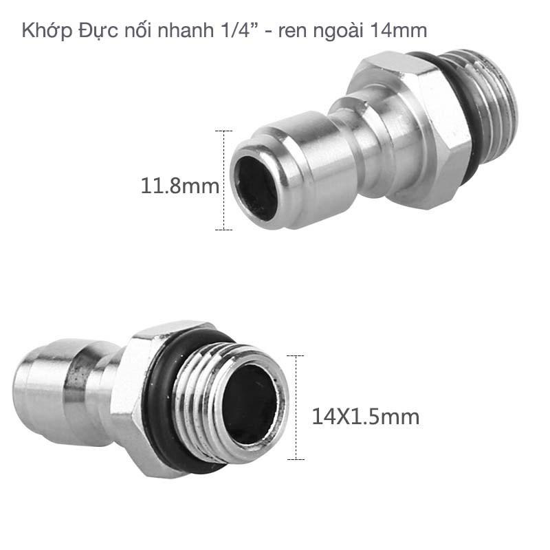 Khớp nối nhanh 1/4" ren 13mm 14mm 18mm 22mm dành cho may rua xe cao ap gia dinh mini