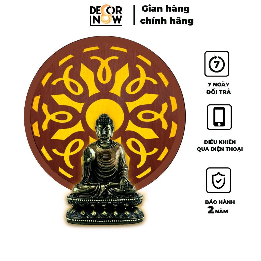 Đèn Hào Quang Phật In Tranh Trúc Chỉ CNC DECORNOW 30,40 cm, Trang Trí Ban Thờ, Hào Quang Trúc Chỉ VÂN GỖ DCN-TCC22