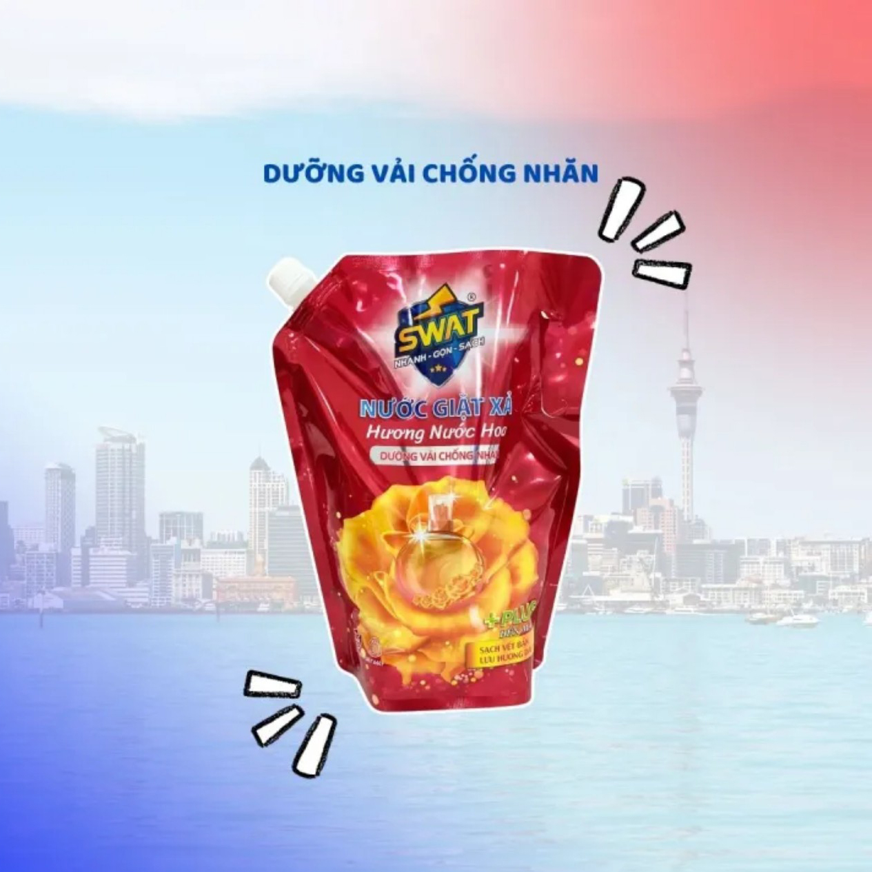 Nước Giặt Xả Swat Dưỡng Vải Chống Nhăn Túi 2.2Kg - Siêu Lợi Ích Dùng Là Thích