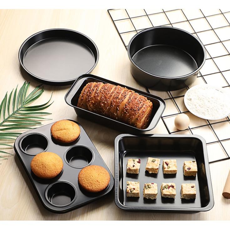 Set 5 Khuôn Làm Bánh Cao Cấp Màu Gold Đen Chống Dính