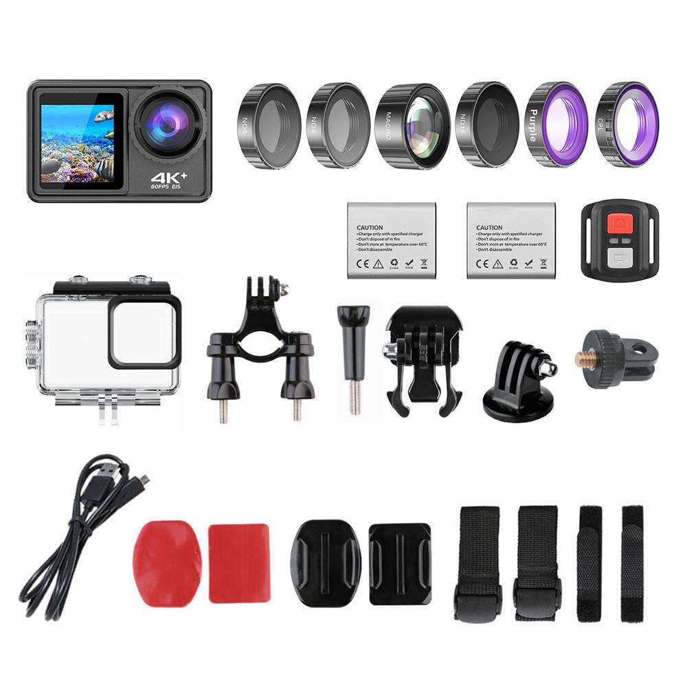 4K 24MP Dual Screen Sport Camera DV Camcorder 2.0 Inch Screen 170° Wide Angle EIS 40m Waterproof WiFi for Outdoor Sports