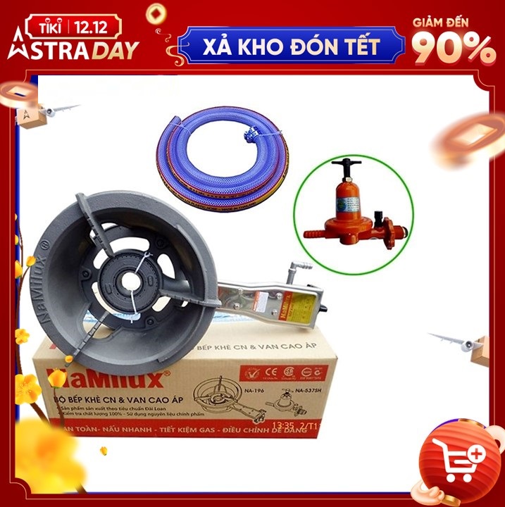 Bếp Khè Gas Công Nghiệp Namilux Tặng Kèm Van Ga Cao Áp Namilux Và 2M Dây Ga Thái Kèm 2 Cổ Dê - Hàng Chính Hãng