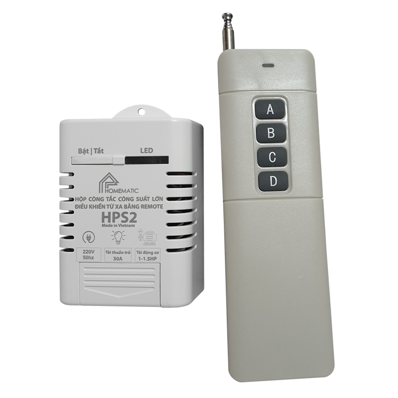 HỘP CÔNG TẮC CÔNG SUẤT LỚN ĐIỀU KHIỂN TỪ XA BẰNG REMOTE TẦM XA HPS2