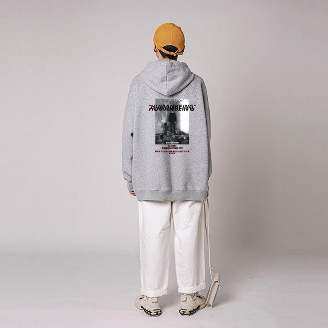 Áo mũ Hoodie Unisex MonsterX Human Being form rộng 5 màu nỉ bông cặp đôi nam nữ Oversize Ulzzang thu đông