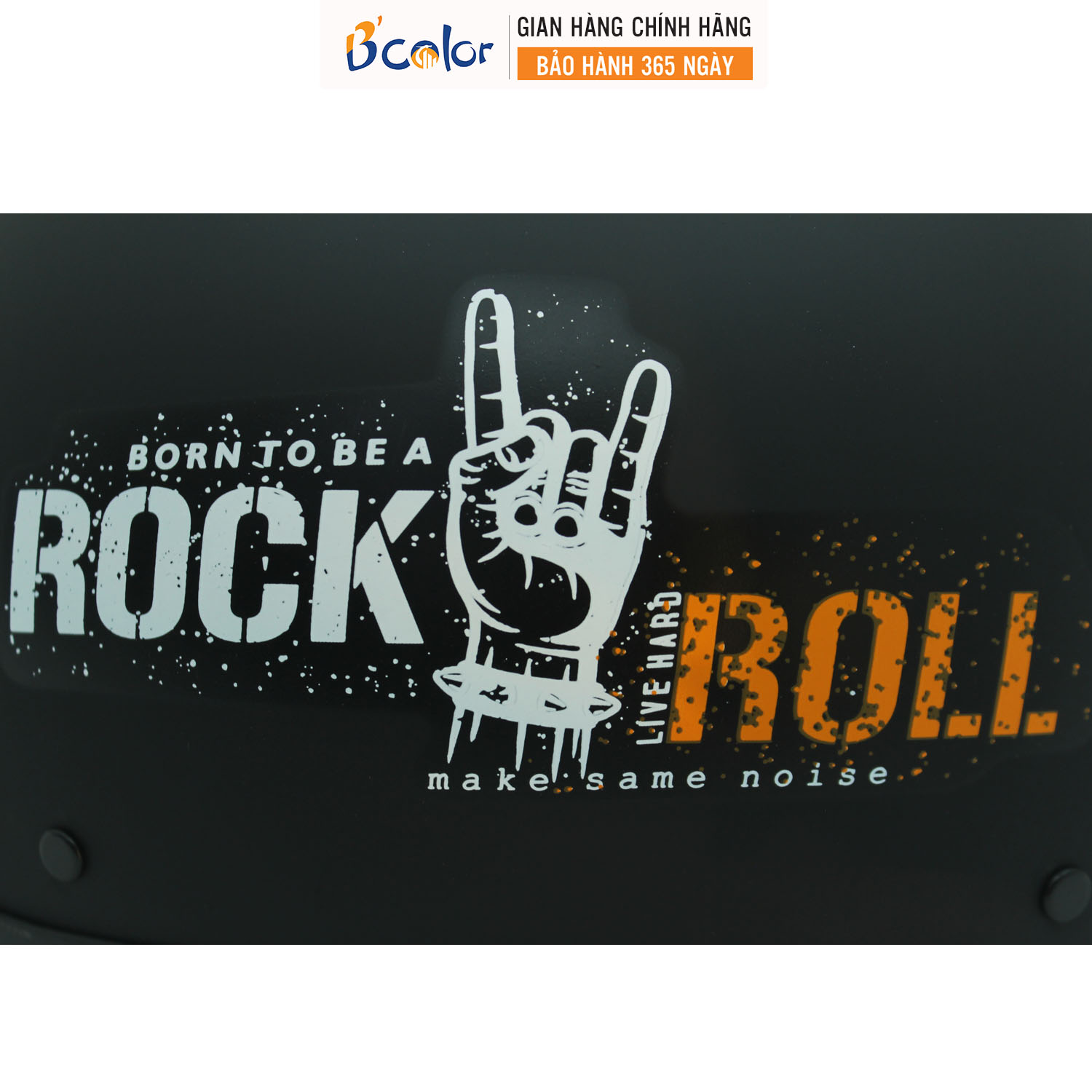 Mũ Bảo Hiểm B'color Loại Nửa Đầu Màu Đen Có Chữ Rock Roll Kèm Kính Thời Trang