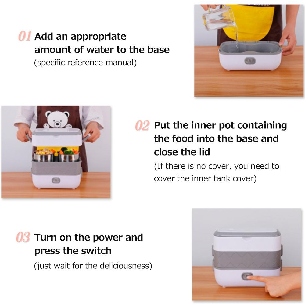 Electric Lunch Box Pluggable Heating Single/Double Layer Insulation Office Workers Portable Hot Vegetable Cooking Bento