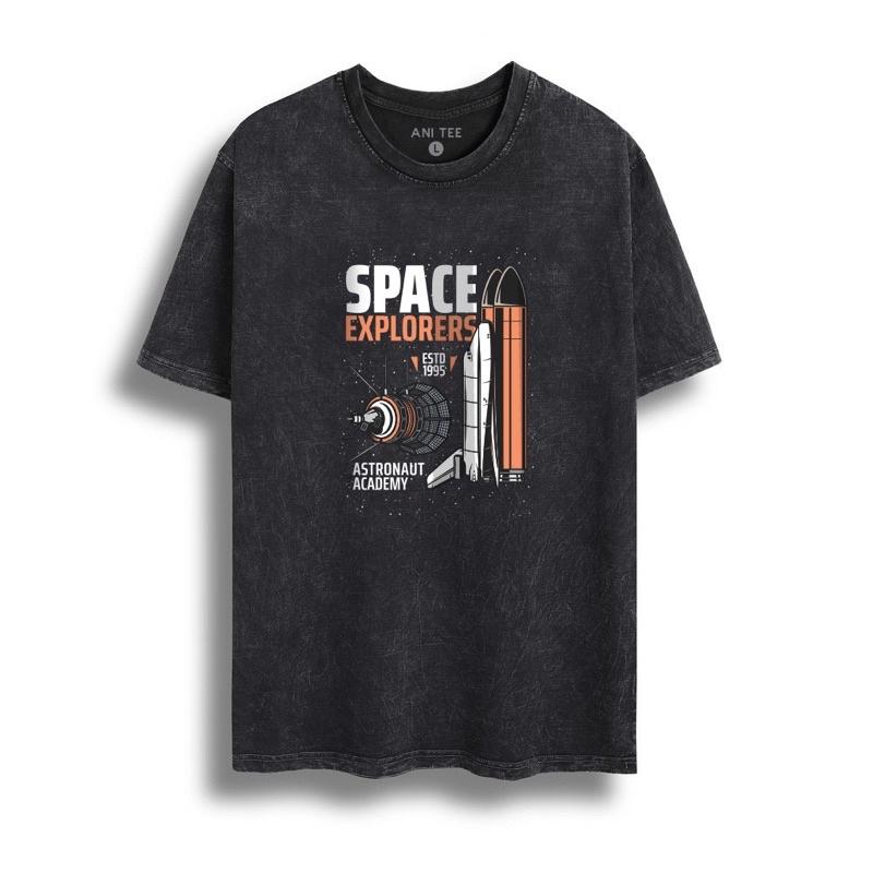 Áo Thun Unisex Cotton 100% Wash Tay Lỡ Form Âu Space Explorers 1995