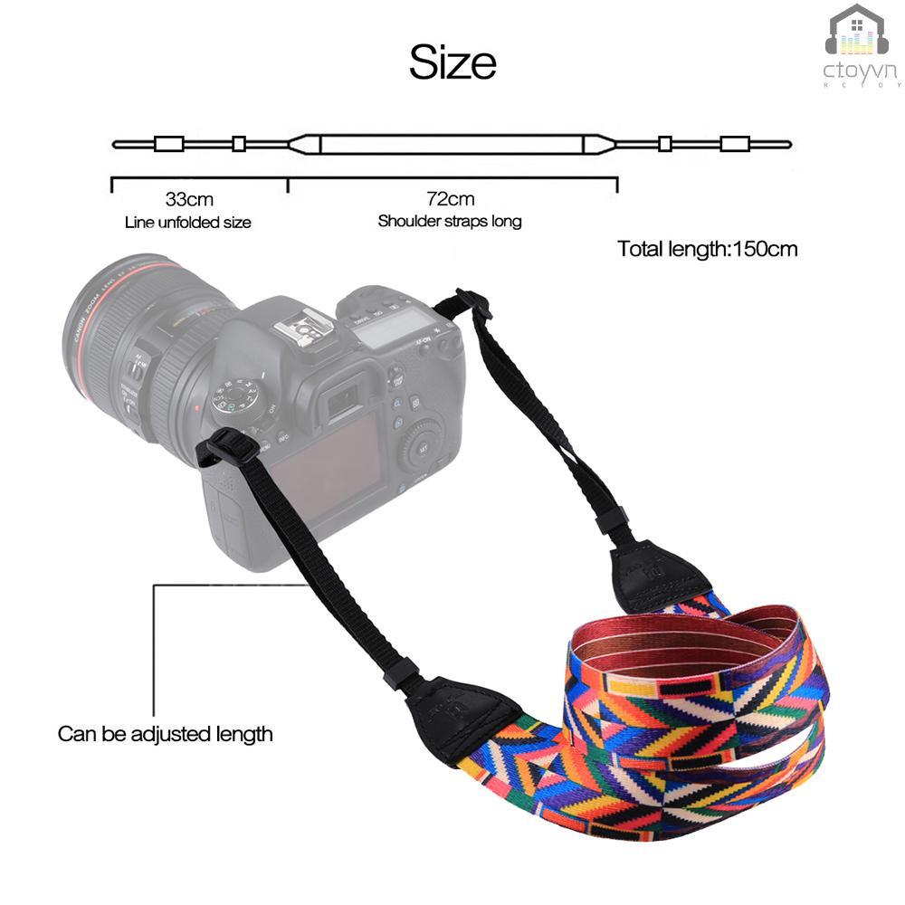 Dây đeo máy ảnh bằng cotton họa tiết nhiều màu phong cách cổ điển thay thế tiện dụng cho SLR DSLR