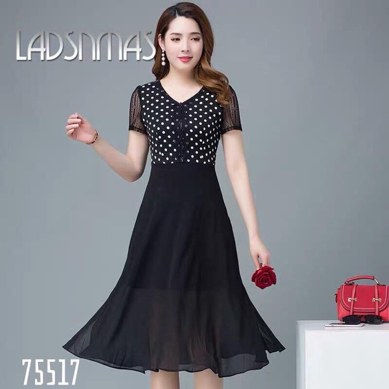 Đầm voan bi phối ren sang chảnh quý phái cho chị em / Có size XXL