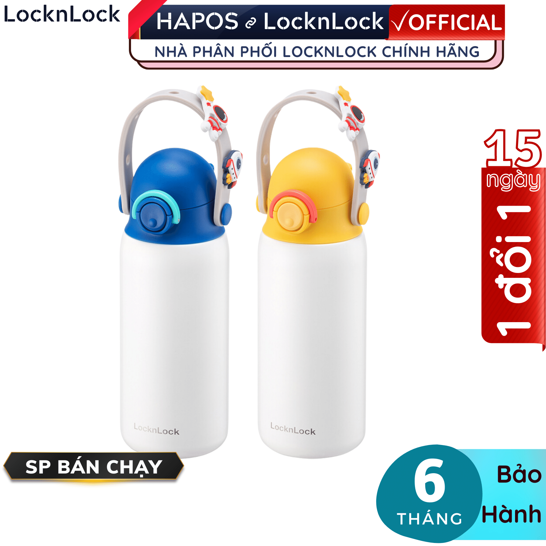 Bình giữ nhiệt Lock&amp;Lock DIY Strap Tumbler 350ml LHC3283 - Hàng chính hãng kèm sticker ngộ nghĩnh cho bé - Hapos