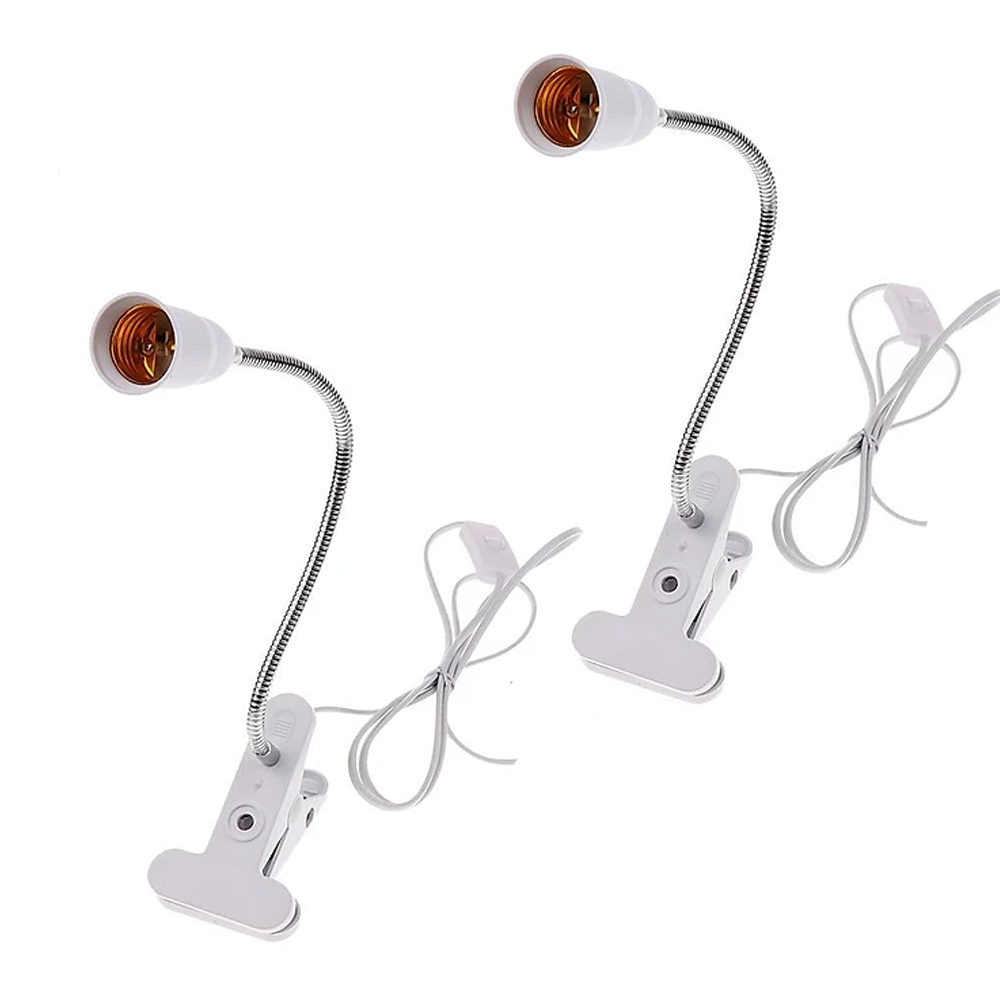 Đèn Led kẹp đầu giường, Đế kẹp đèn LED đui xoáy E27 - 220V, Thân đèn Kim loại uốn 360 độ, Dây nguồn 1,5 mét