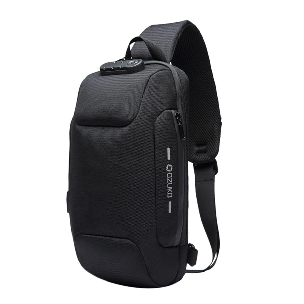 Anti Theft Sling Bag Chest Bag with USB Charging Port Lightweight Daypack Cross Body Large Capacity USB Charge Rucksack for Men Travel Hiking Cycling