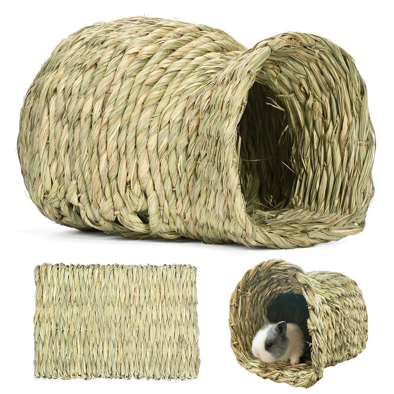 Cage Rabbit Nest Hideout Bed Comfortable Playhouse Nest Hut Handwoven for Guinea Pig Squirrels Ferret Chinchilla Bird