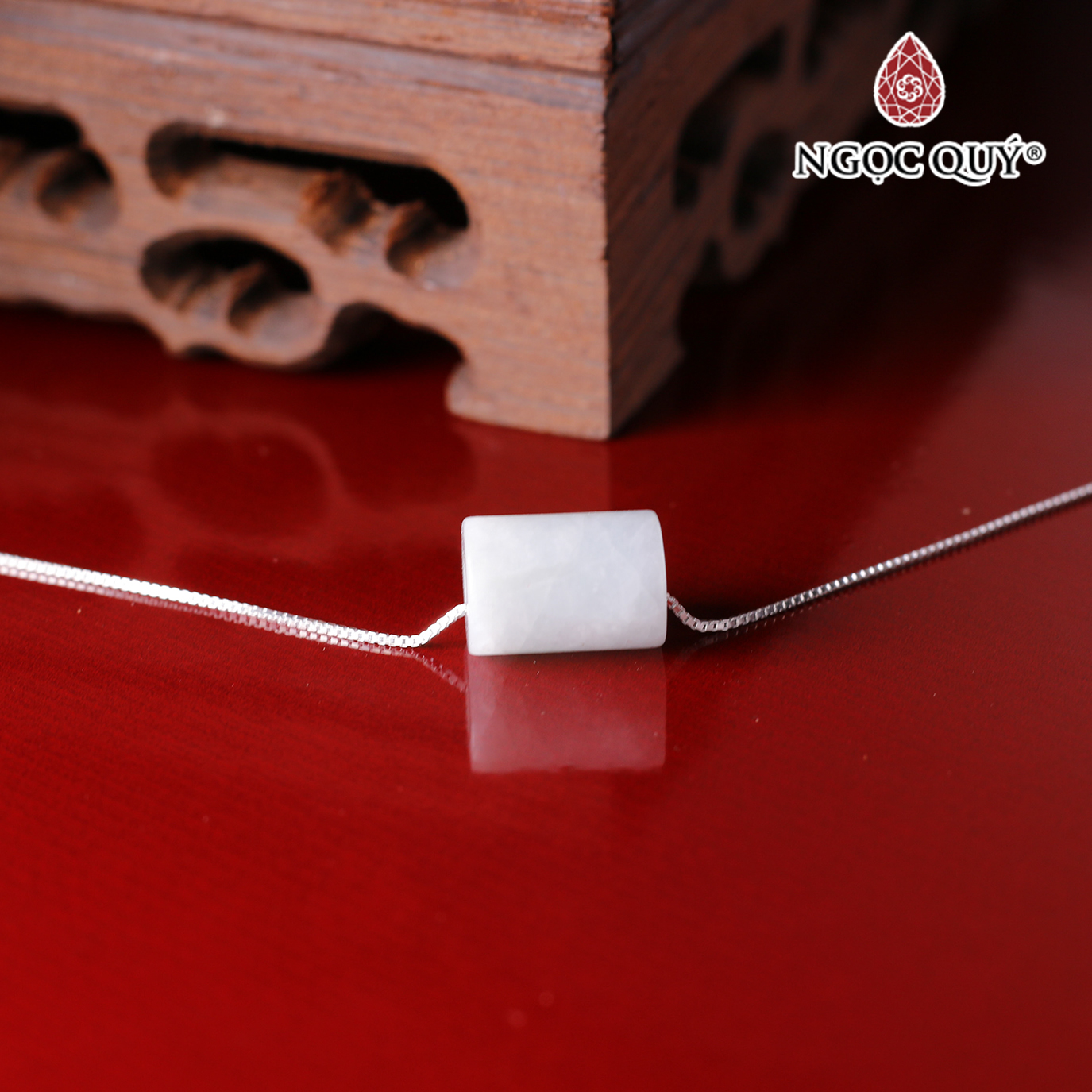 Dây chuyền cẩm thạch phỉ thúy 12x8mm mệnh hỏa mộc - Ngọc Quý Gemstones