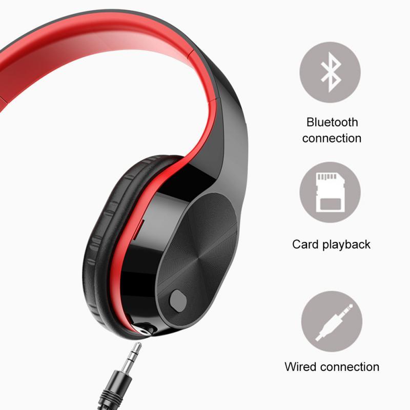 3 Màu 9D Vòm Stereo Bluetooth Tai Nghe T5 Tai Nghe Thể Thao Không Dây Có Thể Gấp Lại Được Gắn Đầu HIFI Tai Nghe Chụp Tai Chơi Game