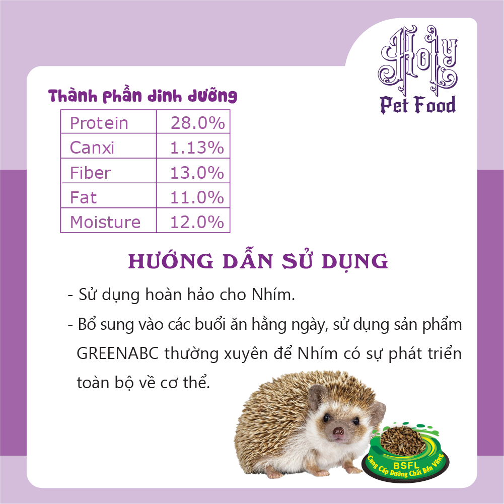 Thức ăn NHÍM KIỂNG, Hedgehog food - Tiêu hóa tốt, Phát triển toàn diện - hộp 280g