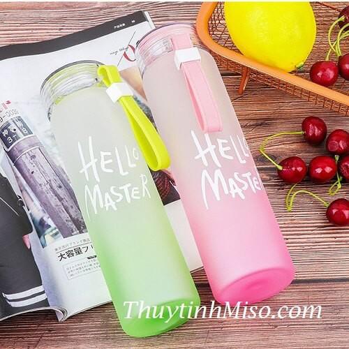 Chai đựng nước thủy tinh Hello Master 400ml&480ml , bình thủy tinh đựng nước Hello Master mẫu mới