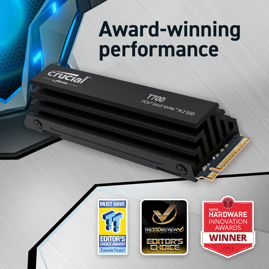SSD Crucial T700 2TB PCIe Gen 5.0 NVMe - CT2000T700SSD5 - Hàng Chính Hãng