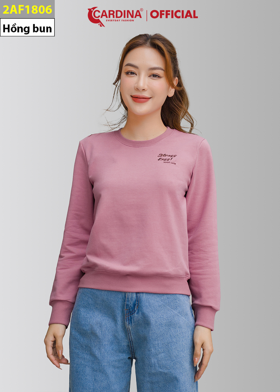 Áo Nỉ Nữ CARDINA Chất Cotton Da Cá Cao Cấp In Chữ Dáng Thể Thao Trẻ Trung 2AF18 (Không Kèm Quần)
