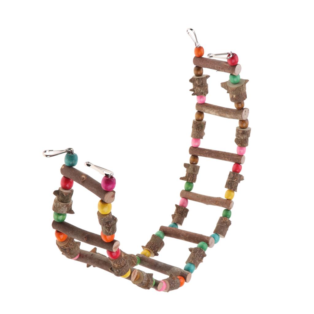 Pet Bird Parrot Toy Wooden Ladder Bridge Swings Hanging Ladders 80cm