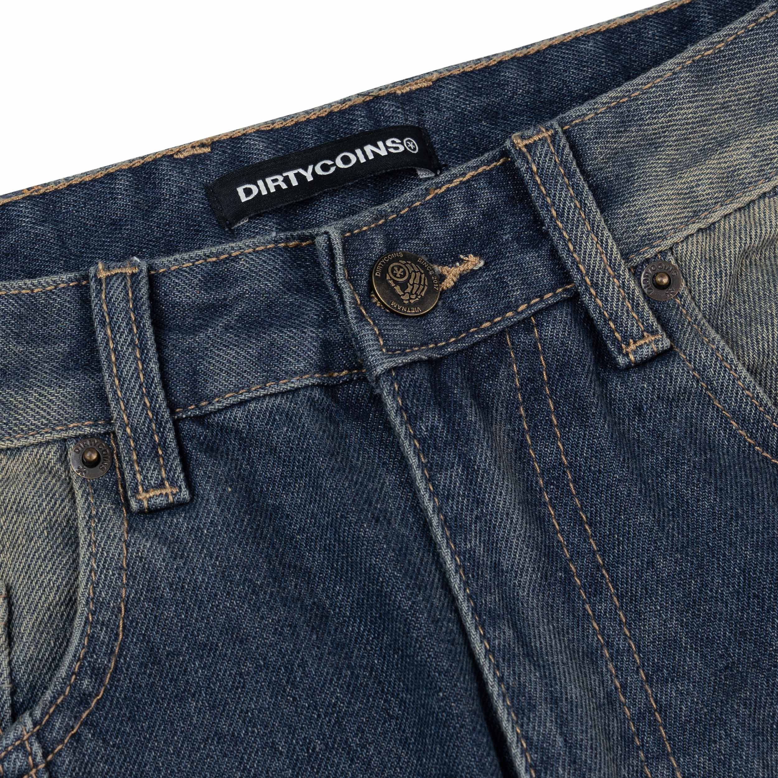 Quần DirtyCoins Splicing Cargo Pants Blue Wash