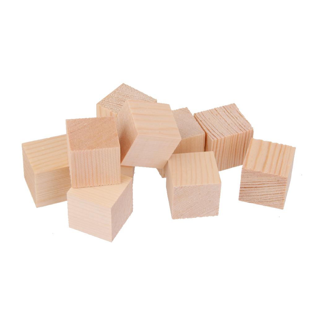 20 Pieces 25mm Unfinished Wooden Shapes Blocks Cubes Embellishments for Wood Crafts