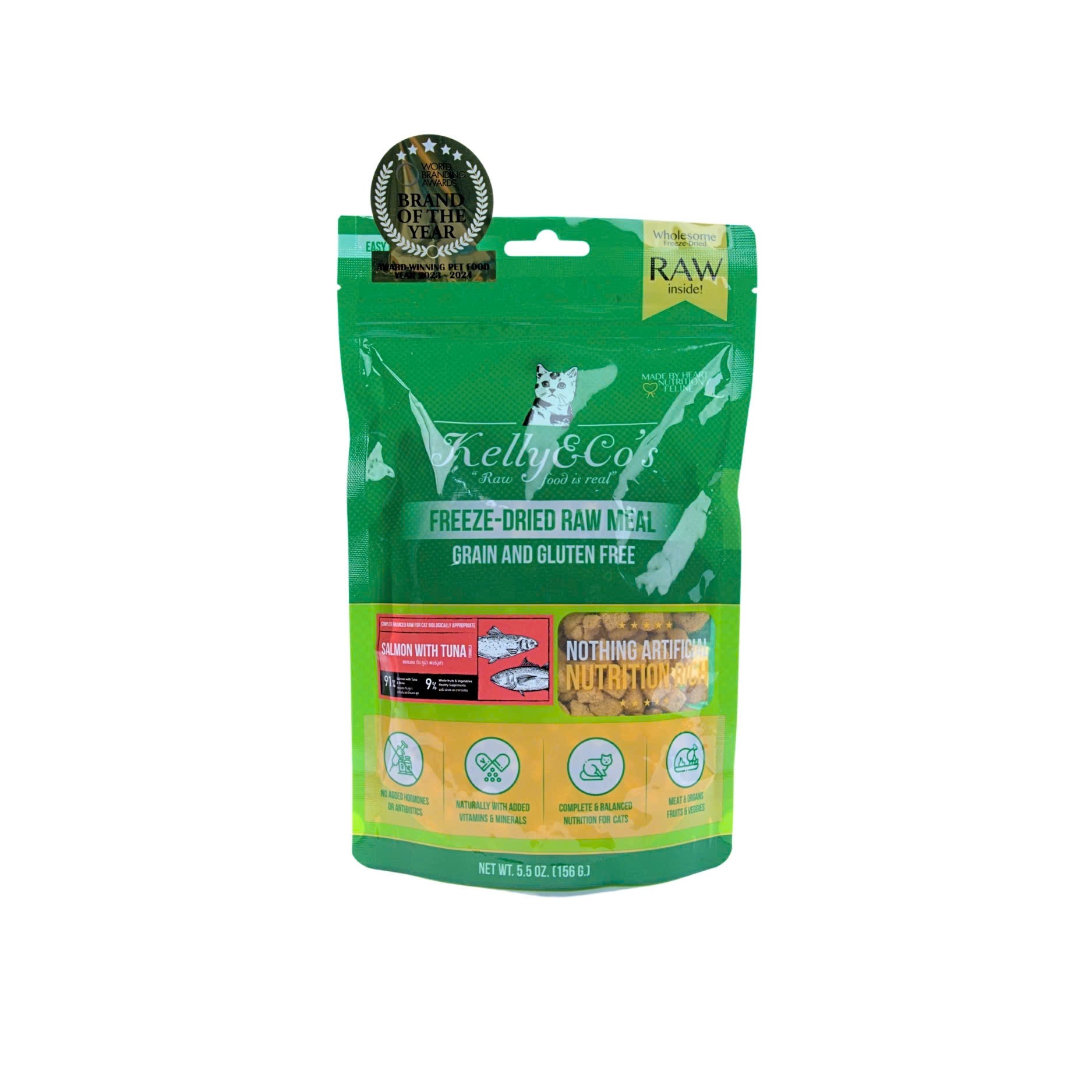￼Thức ăn Raw Food cho mèo cá hồi &amp; thịt gà tươi KELLY &amp; CO'S Freeze Dried Raw Food For Cat [ 156g