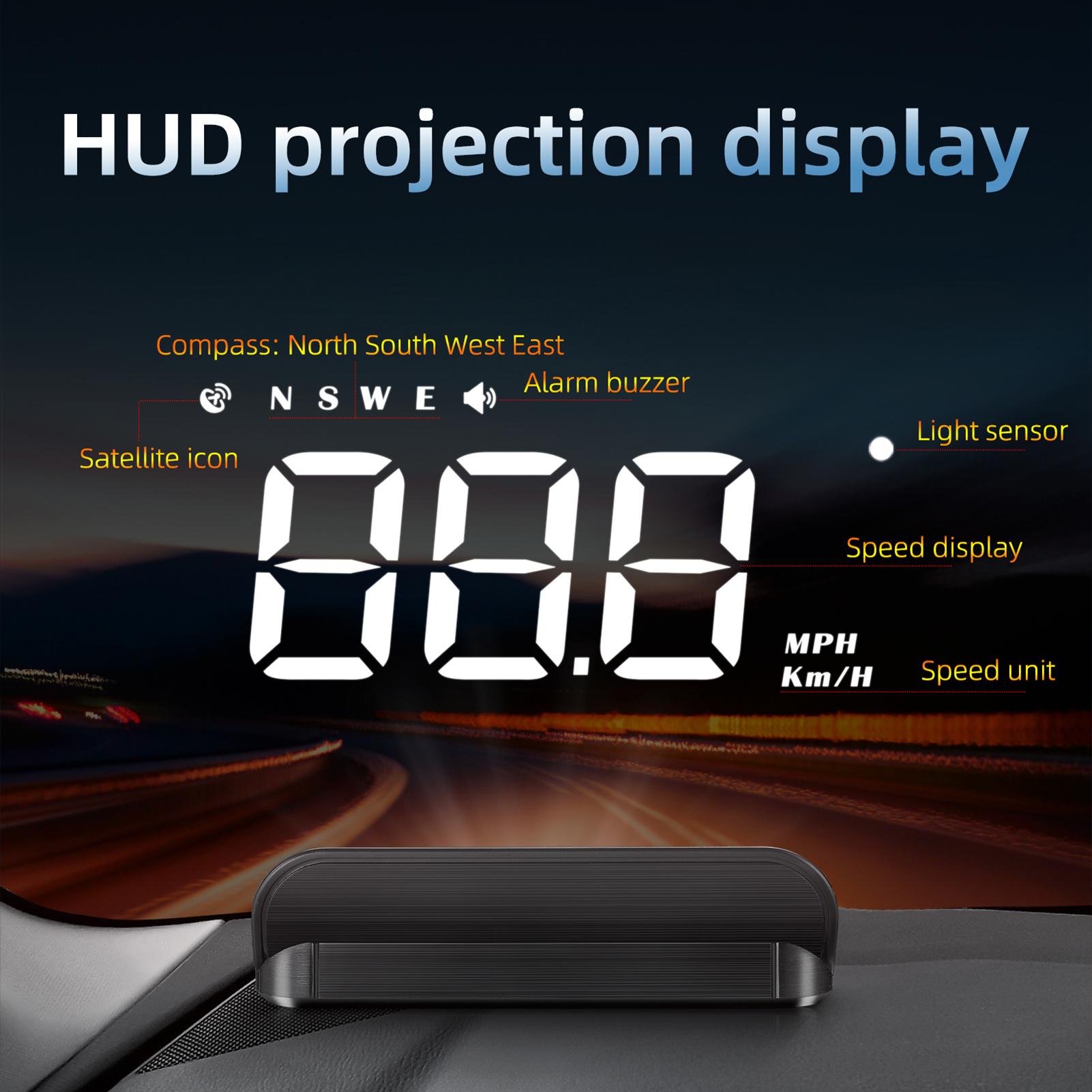 Car HUD 3.5 inch Head-up Display Windshield Projector Digital Vehicle Speedometer GPS Model Fatigue Driving Alarm