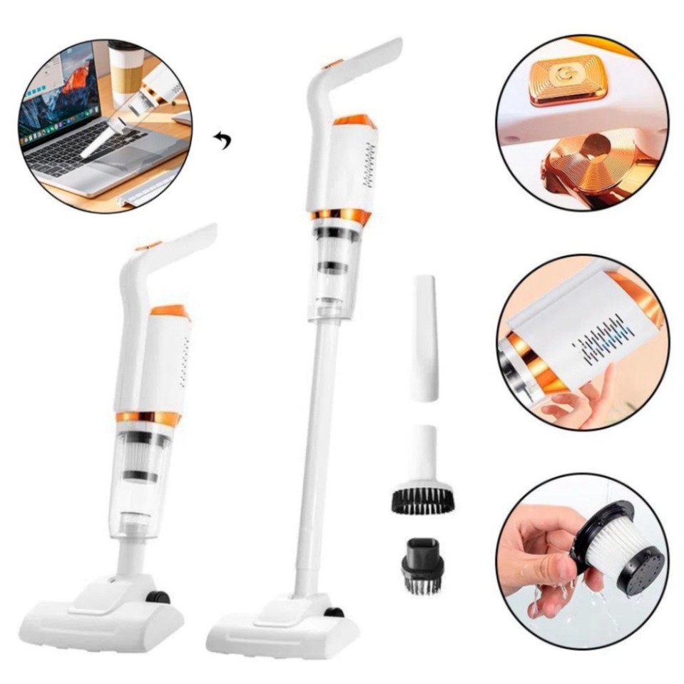 Máy Hút Bụi Không Dây, Máy Hút Bụi Cầm Tay, Pin Sạc Cao Cấp Tặng Kèm 4 Đầu Hút, Máy Hút Bụi Công Suất Lớn - Hàng Nhập Khẩu