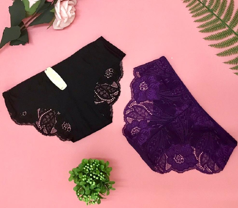 Set 2 quần lót nữ đúc su phối ren hoa mềm mịn