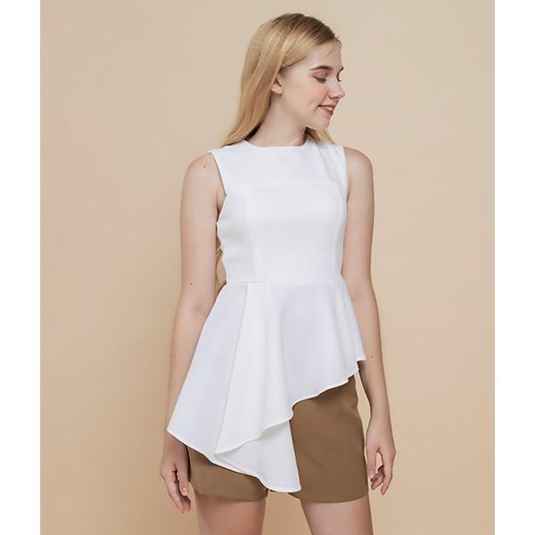 Áo kiểu nữ Callia Mimi top vạt lệch cổ tròn