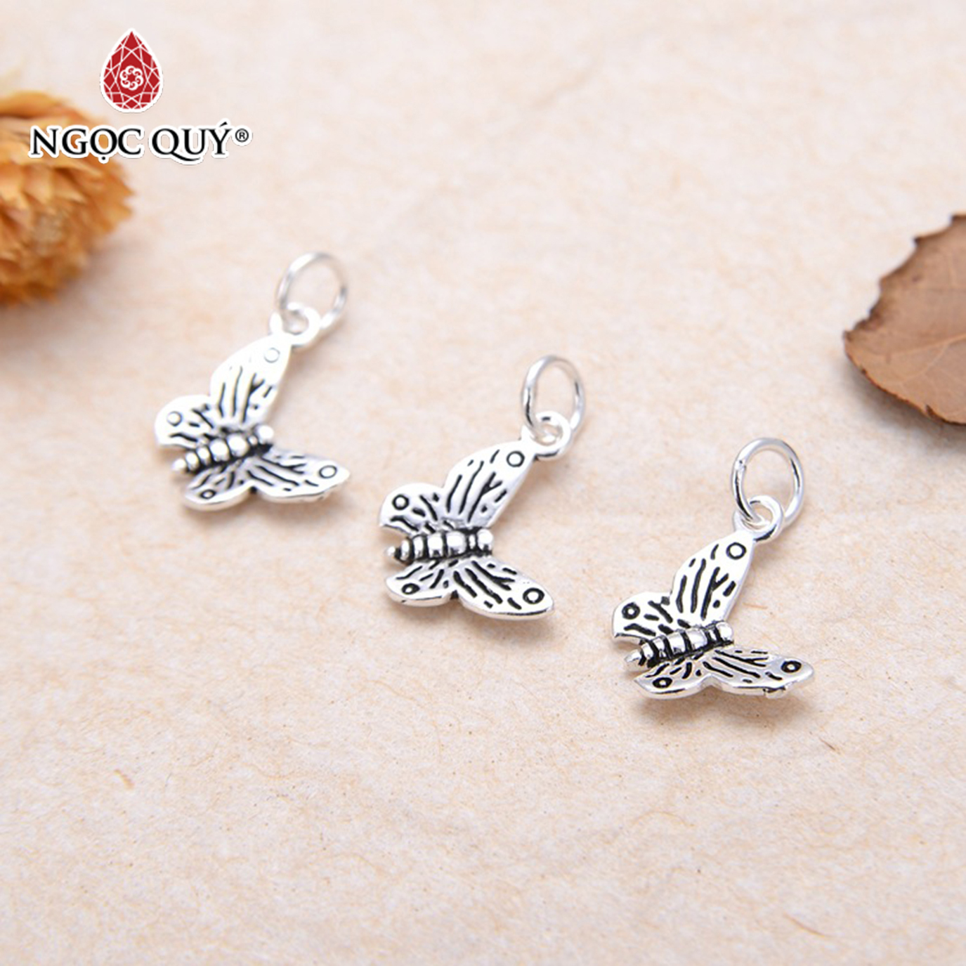 Charm bạc hình con bướm treo - Ngọc Quý Gemstones