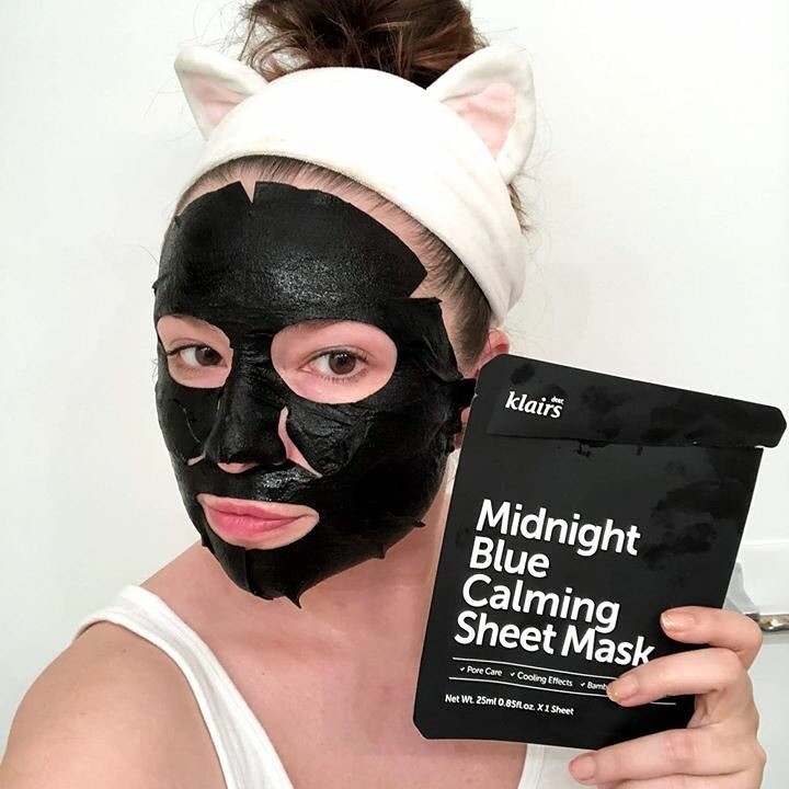 Mặt nạ dưỡng ẩm, làm dịu cho da nhạy cảm, kích ứng Klairs Midnight Blue Calming Sheet Mask 25ml