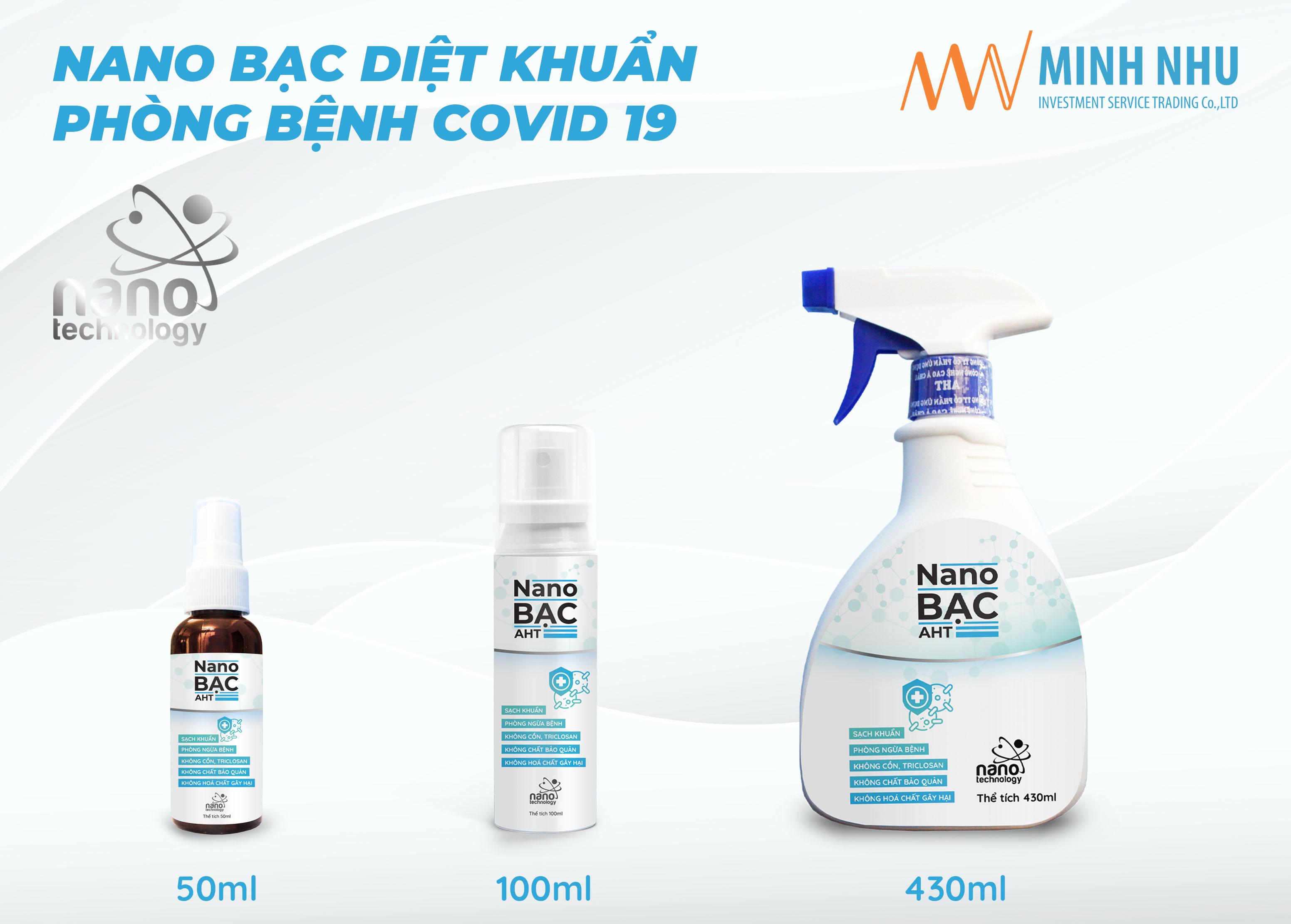 Chai xịt diệt khuẩn Nano Bạc AHT - dùng rửa tay, phun khử khuẩn toàn thân