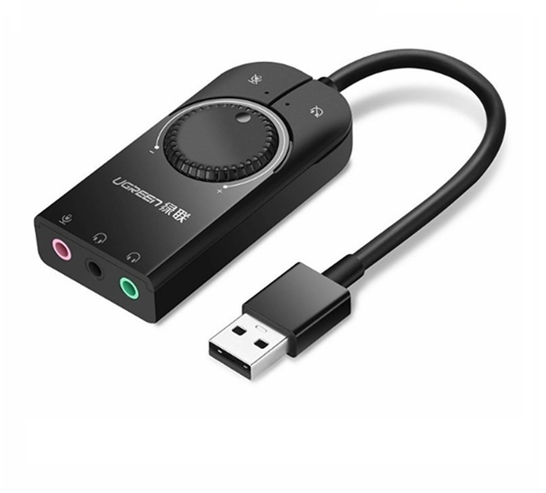 Cáp USB Sound 3.5mm Loa &amp; Mic Có Volume control UGREEN 40964 - Hàng chính hãng