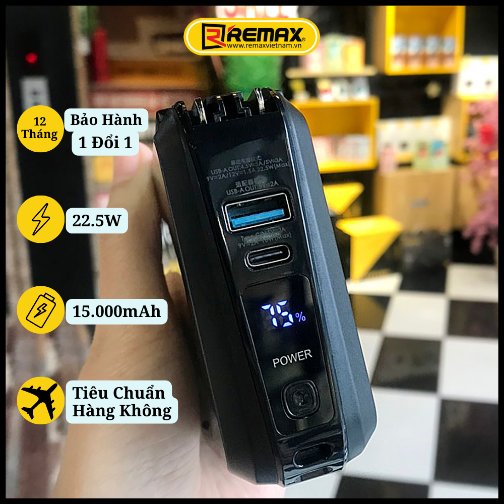 Sạc Dự Phòng Đa Năng 15000mah Remax SDP-276D 22.5W Kèm Cáp Sạc - Hàng Chính Hãng Remax