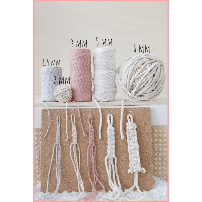 (Bó=50mét)Dây cotton 3mm- 5mm(đan màng kiểu macrame )nhiều màu