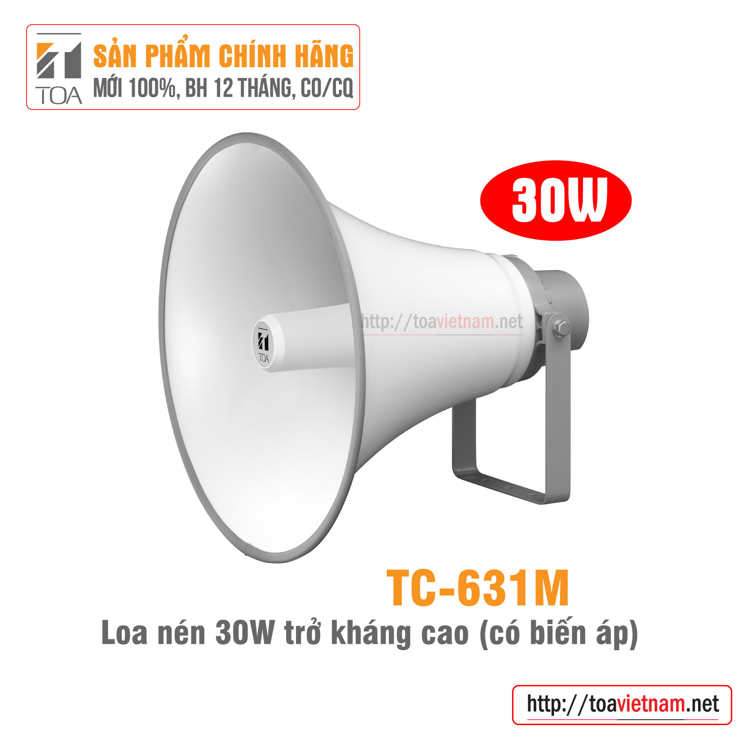 Loa nén, loa phóng thanh phường xã 30W trở kháng cao: TOA TC-631M - Hàng chính hãng